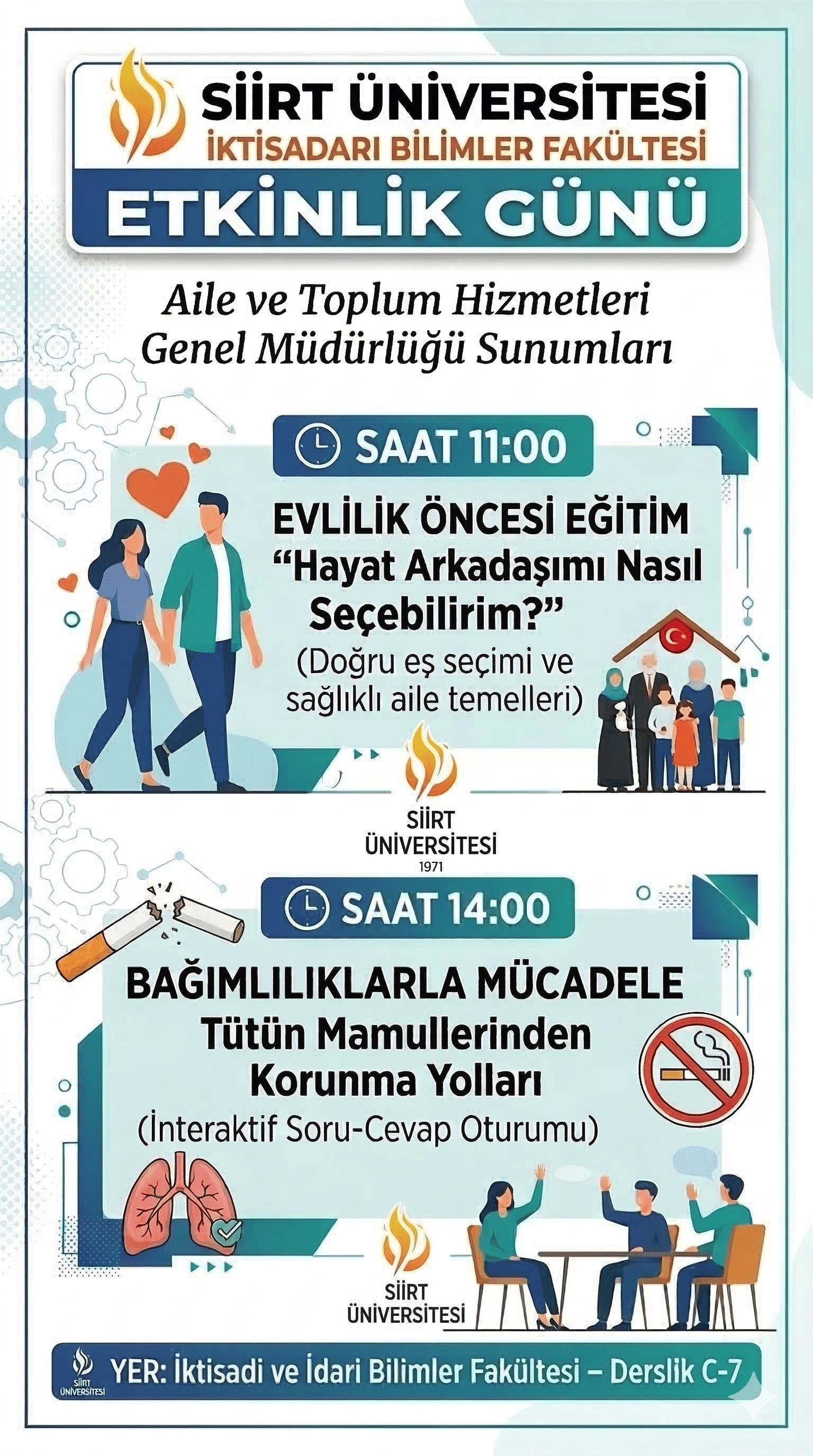 İktisadi ve İdari Bilimler Fakültesi ve ASHM İş Birliğiyle Evlilik Öncesi Eğitim ve Bağımlılıkla Mücadele Seminerleri