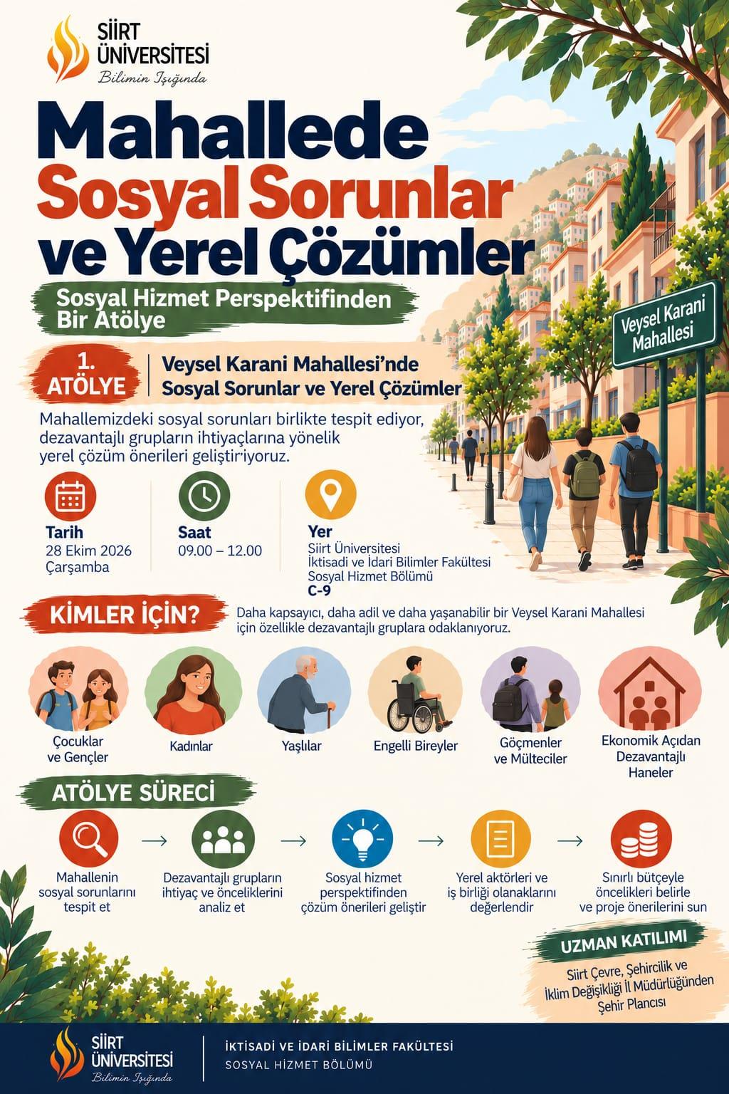 “Mahallede Sosyal Sorunlar ve Yerel Çözümler” Atölyesi Gerçekleştirilecektir