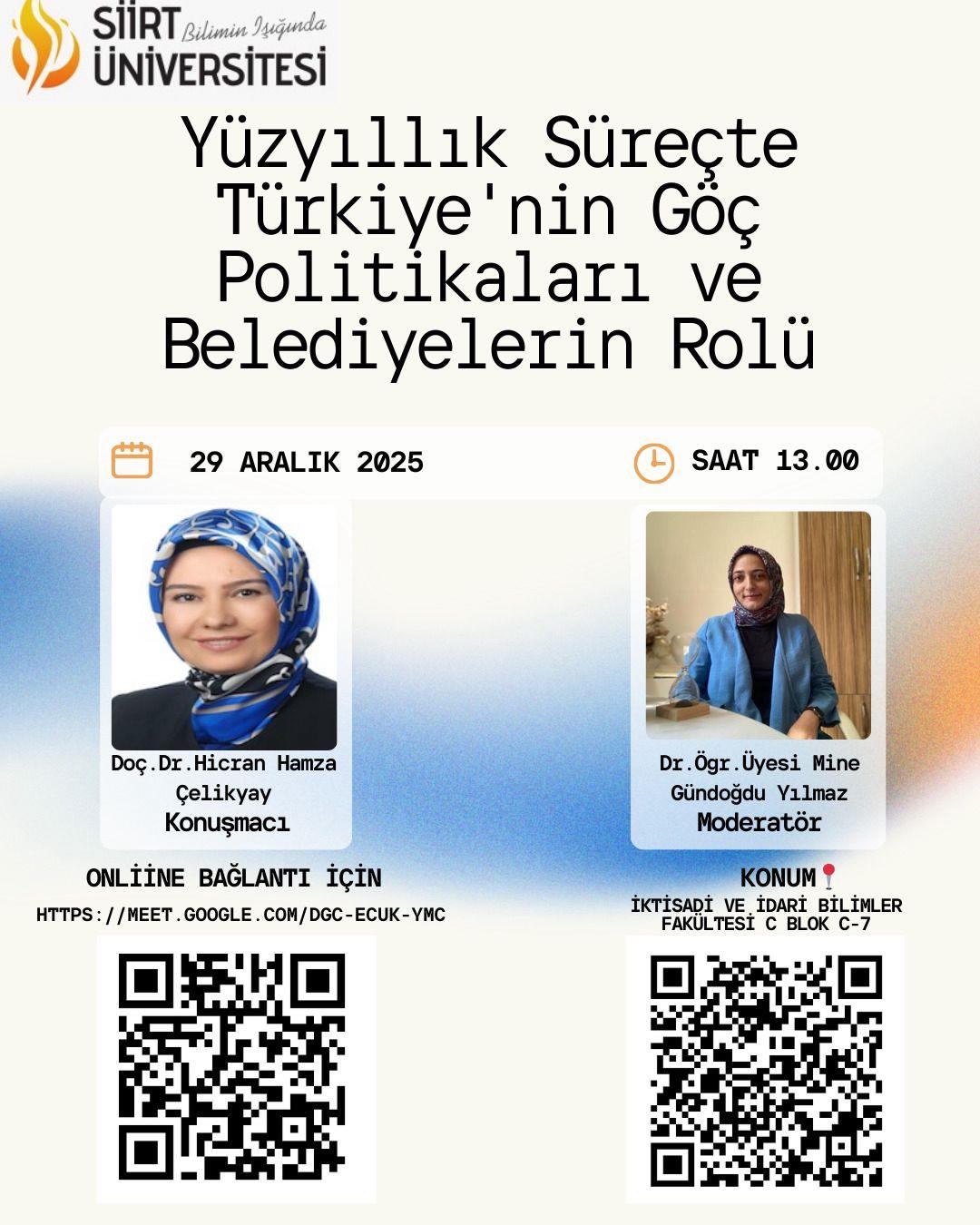 Fakültemizde  “Yüzyıllık Süreçte Türkiye’nin Göç Politikaları ve Belediyelerin Rolü” Etkinliği Gerçekleştirildi.